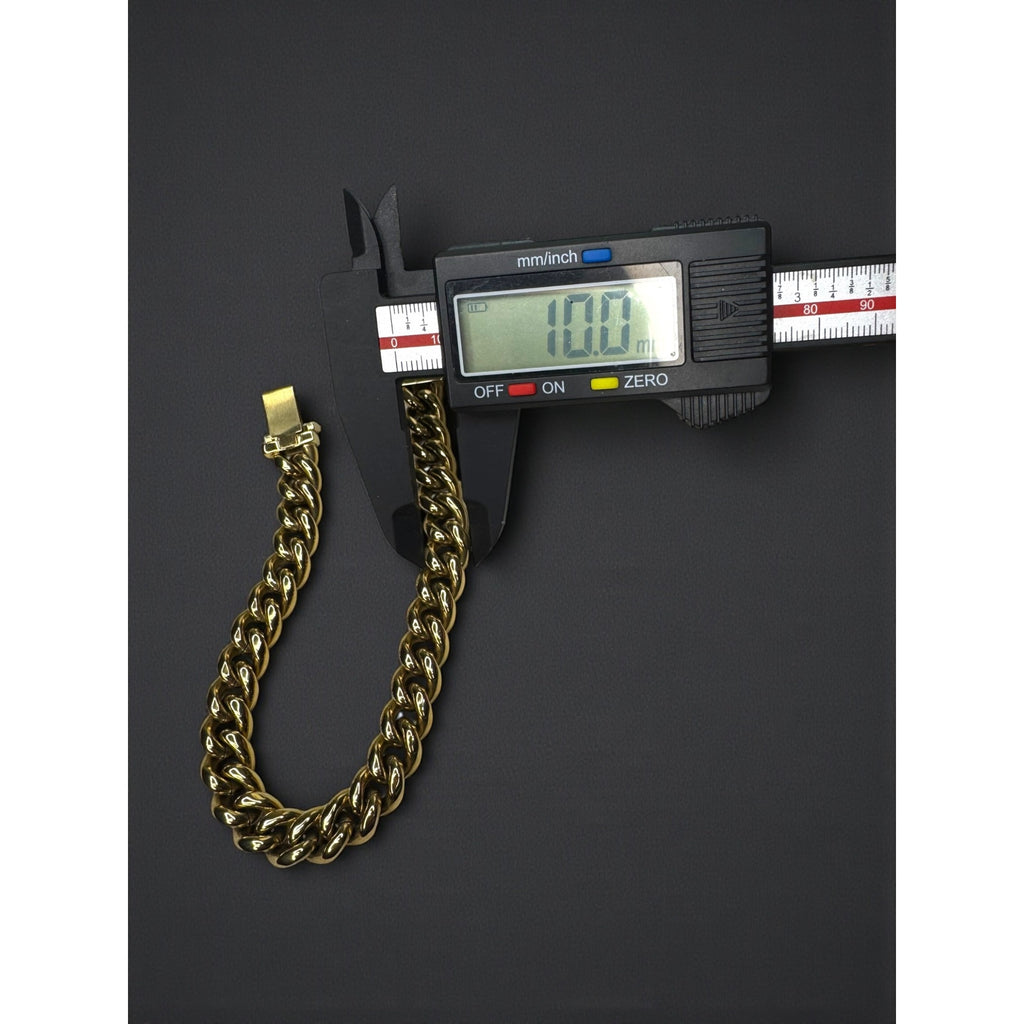Esquire Gold Tone Stainless Steel Cuban Link Bracelet Mens 2000s