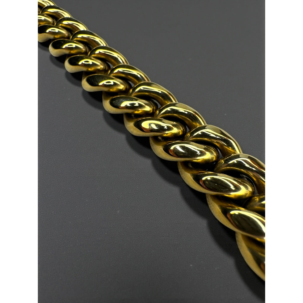Esquire Gold Tone Stainless Steel Cuban Link Bracelet Mens 2000s