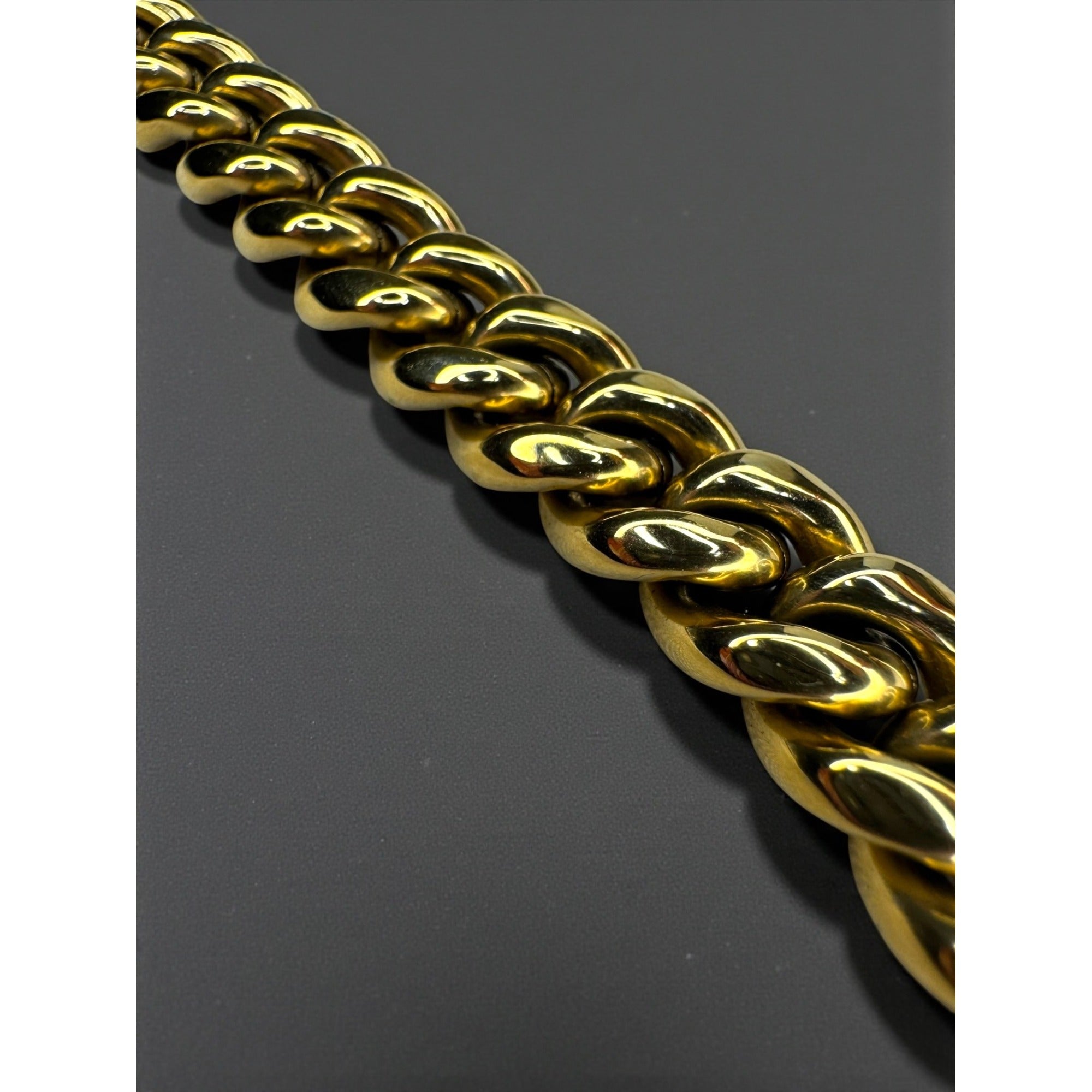 Esquire Gold Tone Stainless Steel Cuban Link Bracelet Mens 2000s