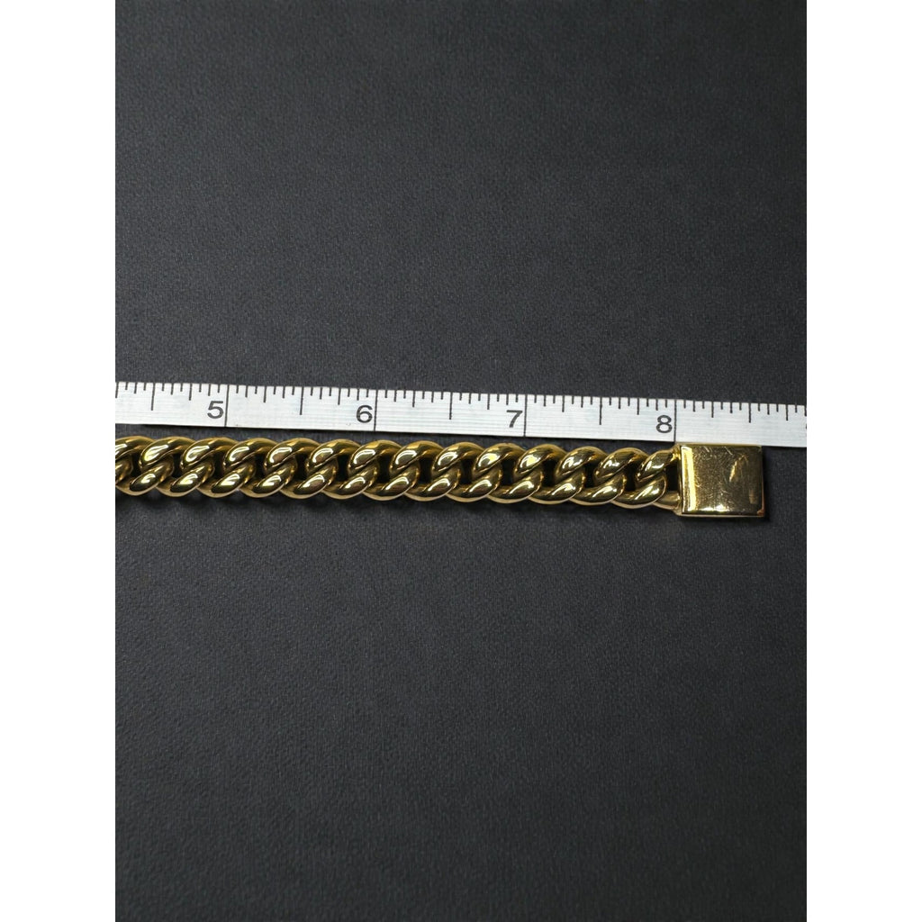 Esquire Gold Tone Stainless Steel Cuban Link Bracelet Mens 2000s