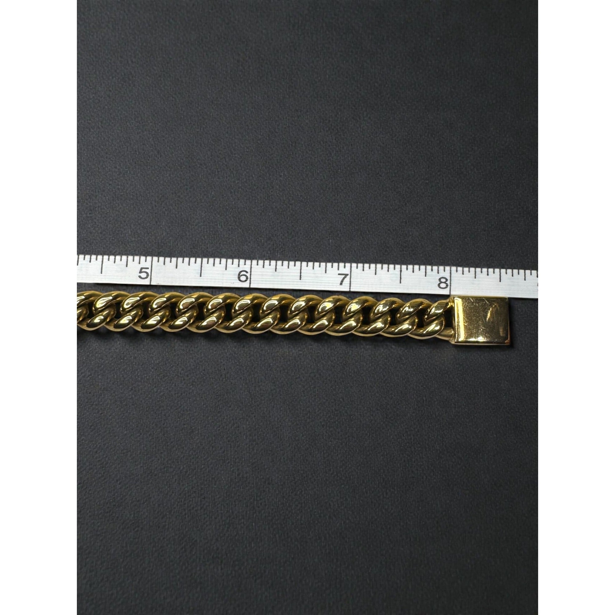 Esquire Gold Tone Stainless Steel Cuban Link Bracelet Mens 2000s