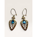 14K Gold Blue Topaz Filigree Dangle Earrings Shepherd Hook Vintage