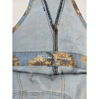 No Boundaries Sunflower Denim Shortalls Juniors M 7-9 Distressed Overalls NWT