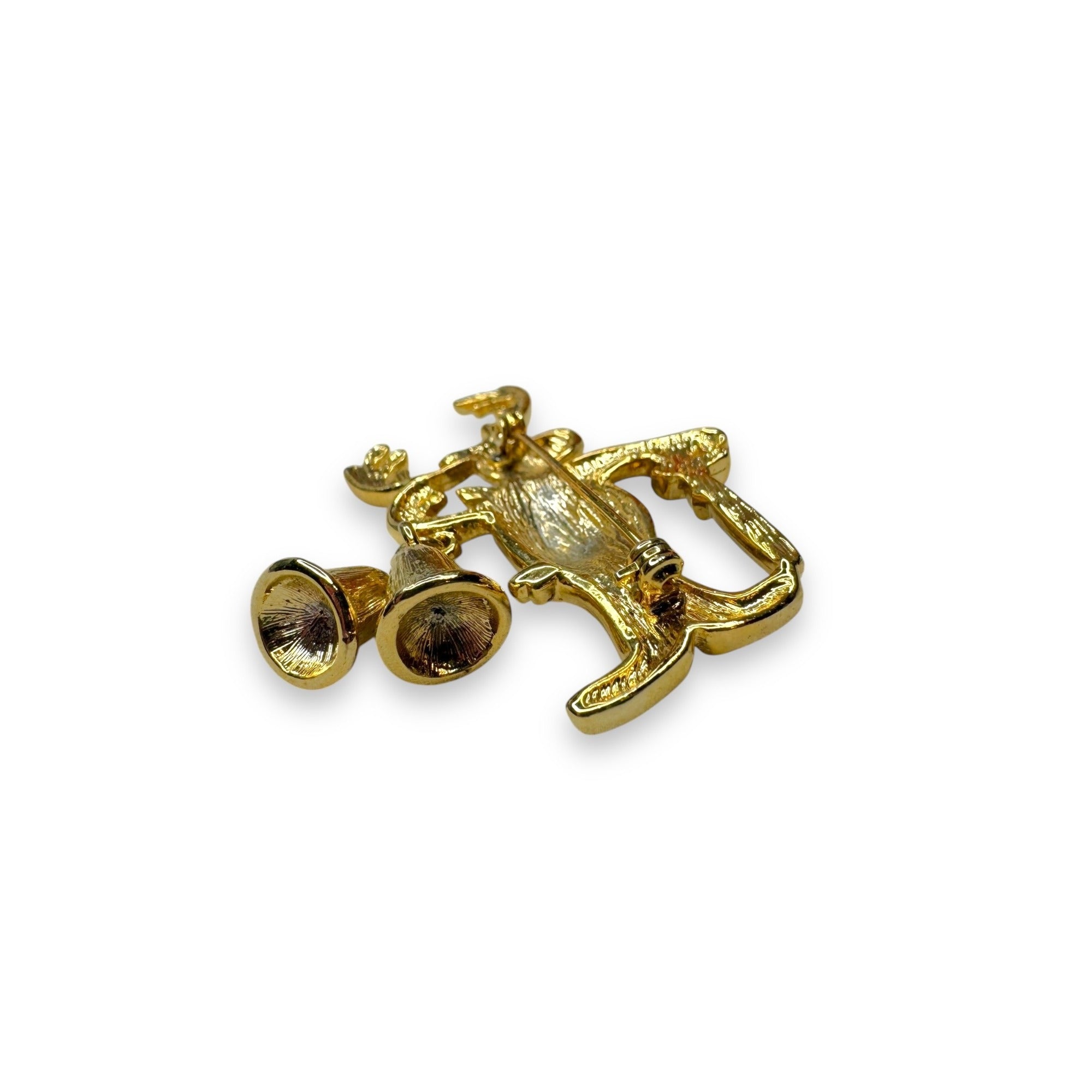 Reindeer Brooch Gold Tone Enamel Holiday Jewelry Macys New In Box
