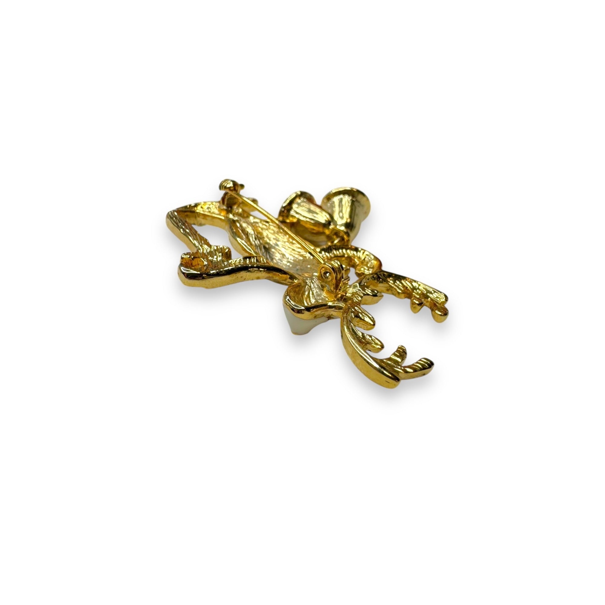 Reindeer Brooch Gold Tone Enamel Holiday Jewelry Macys New In Box