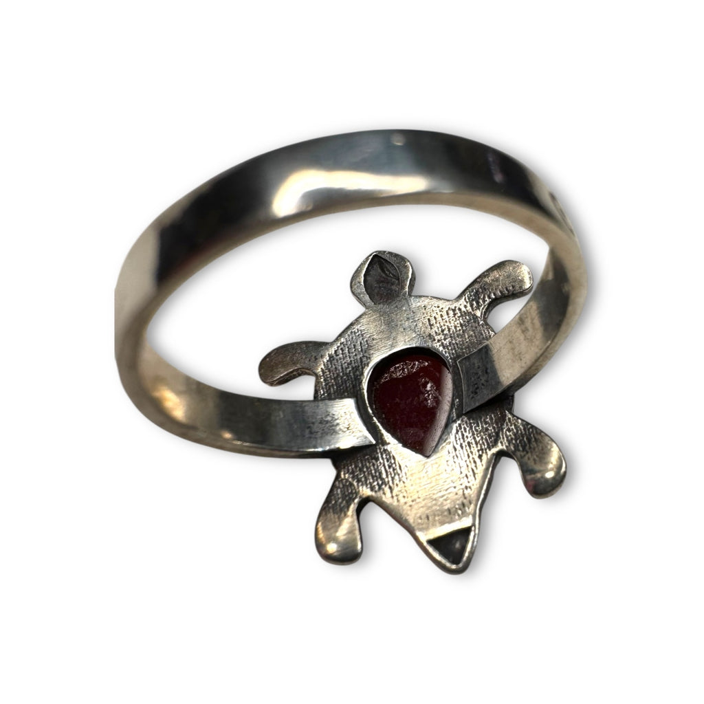 Sterling Silver Turtle Ring Carnelian Size 9.75