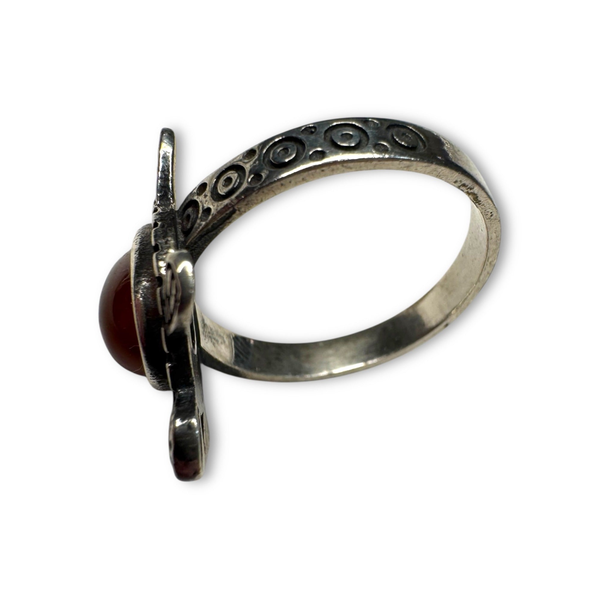 Sterling Silver Turtle Ring Carnelian Size 9.75