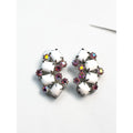 WEISS Milk Glass Pink AB Crystal Climber Clip Earrings Vintage 1950s