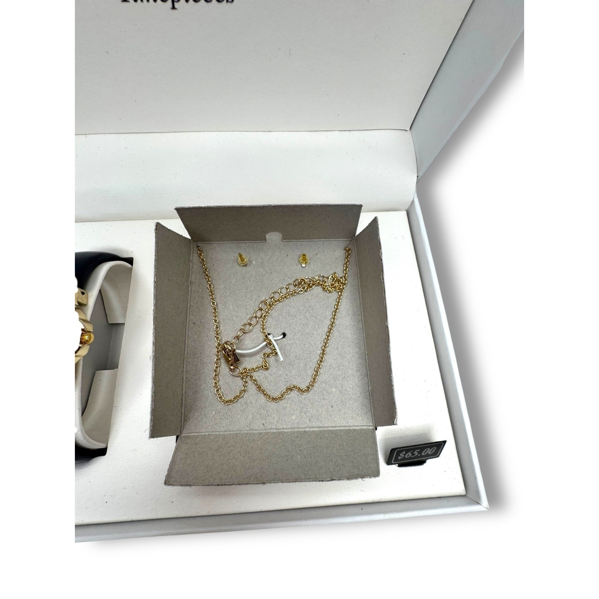 L & Co. Timepieces Gift Set With Watch Necklace & Earrings In Box