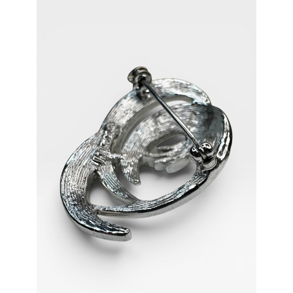 Sarah Coventry Abstract Swirl Brooch Silver Tone Modernist Ribbon Pin 1980s