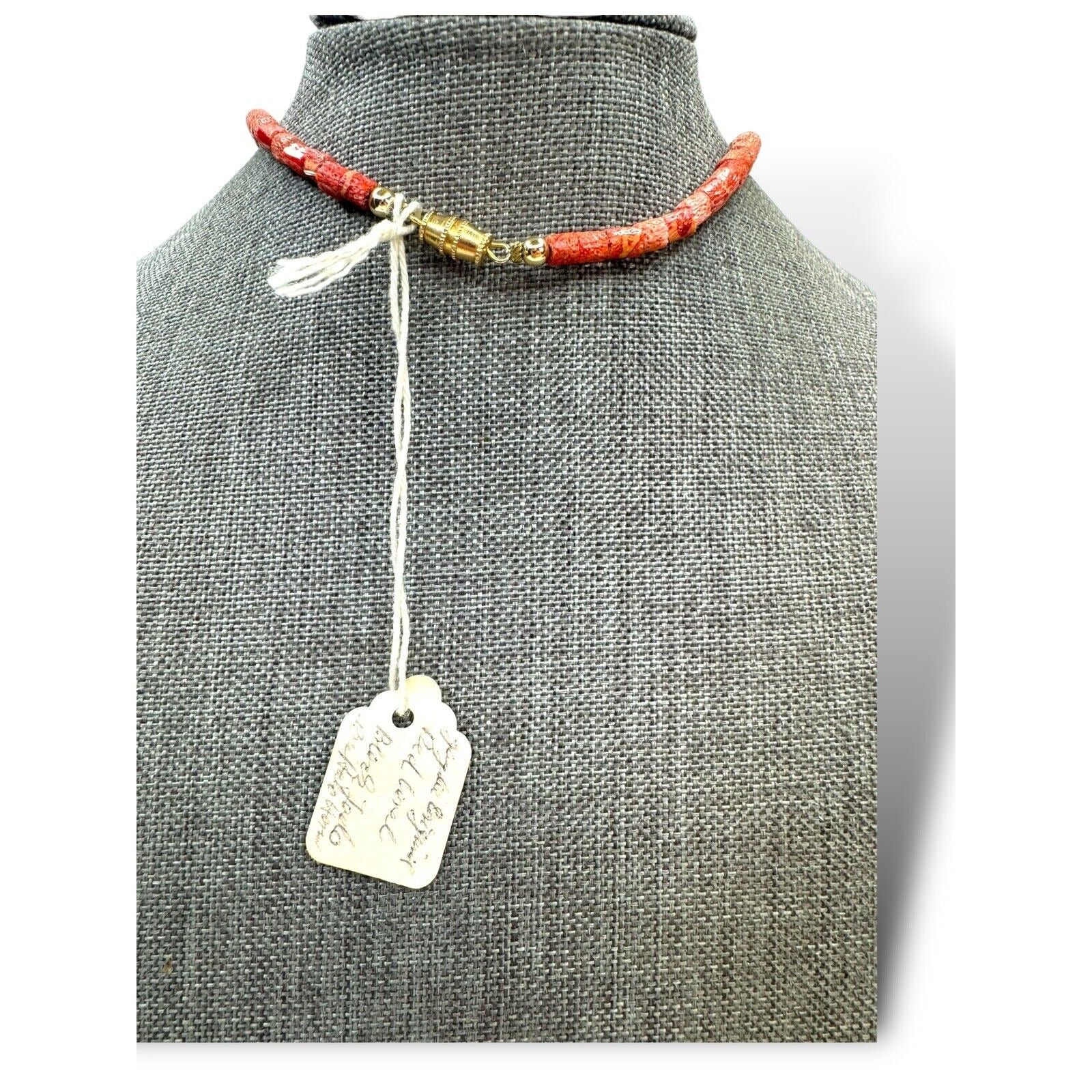 Vintage Jaydee Original Sponge Coral Black Jade Buffalo Horn Necklace 24"