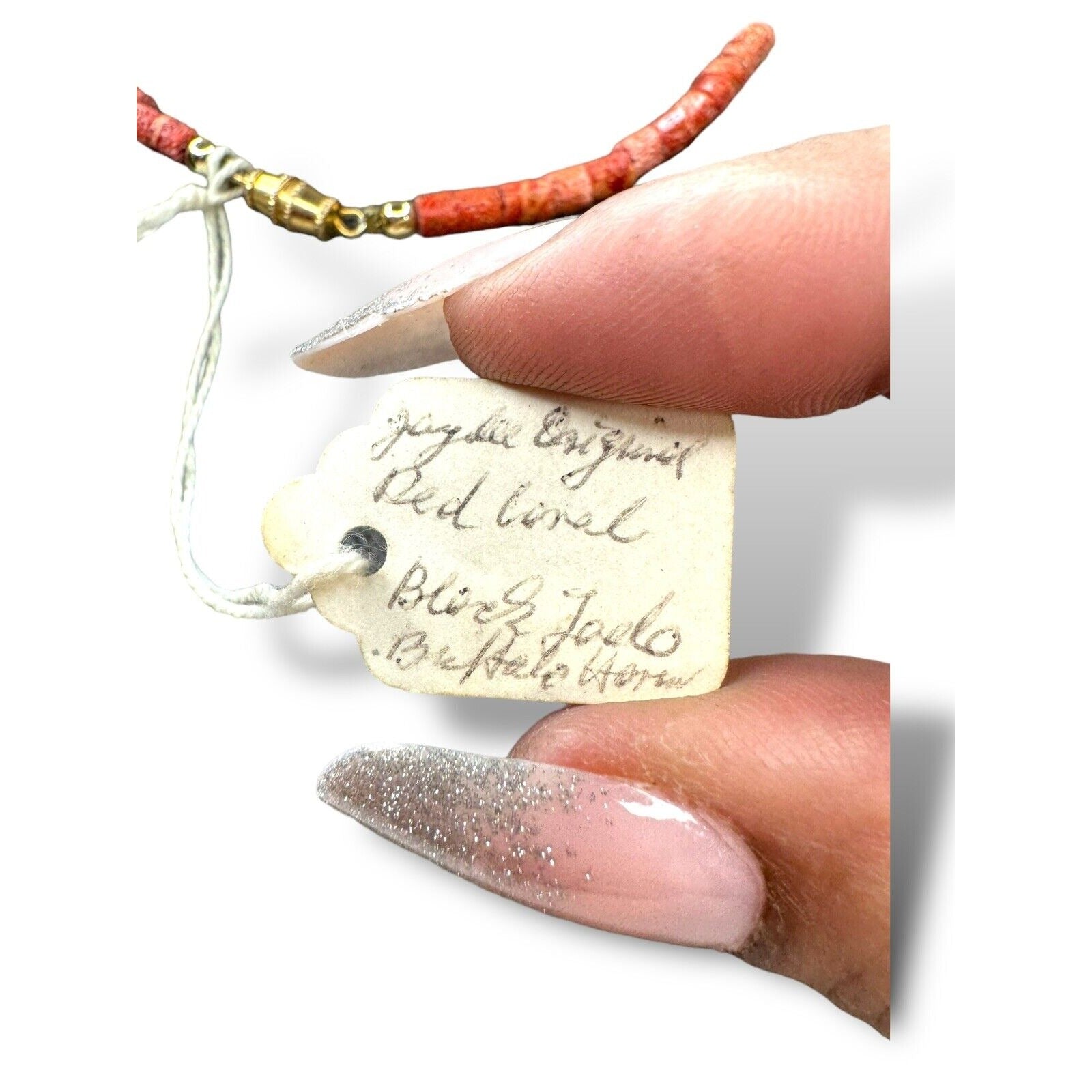 Vintage Jaydee Original Sponge Coral Black Jade Buffalo Horn Necklace 24"