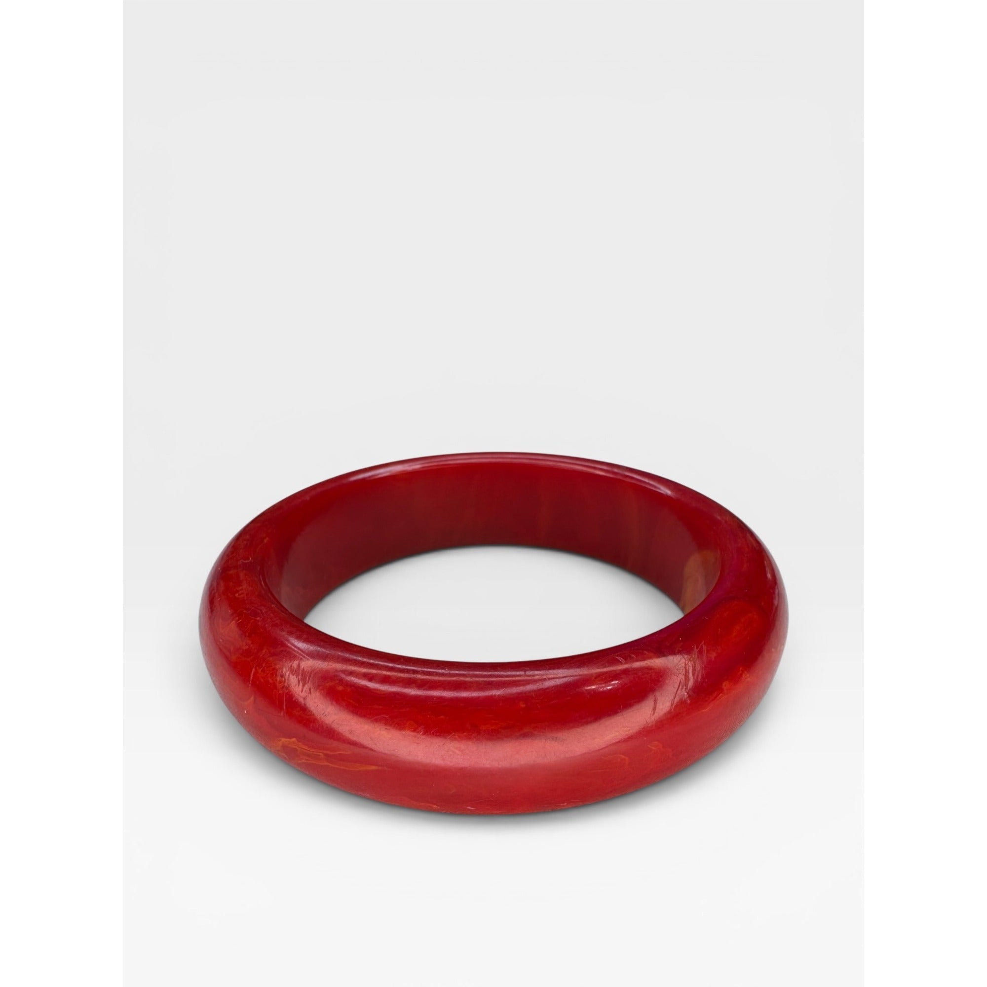 Red Bakelite Bangle Bracelet Marbled Cherry Juice Tested 8"