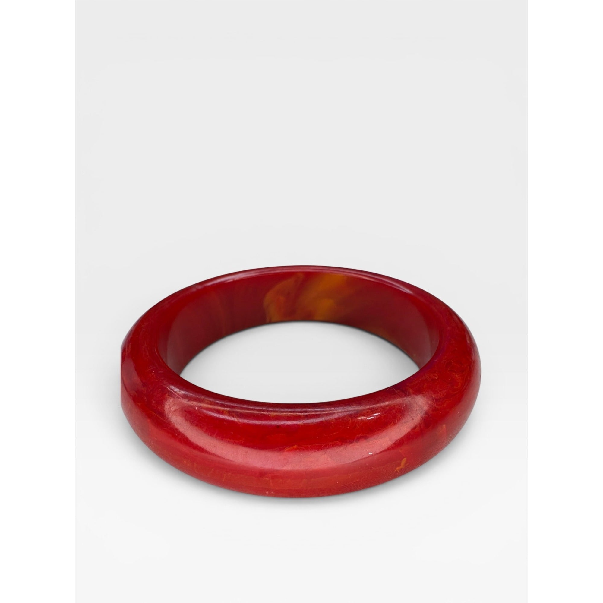 Red Bakelite Bangle Bracelet Marbled Cherry Juice Tested 8"