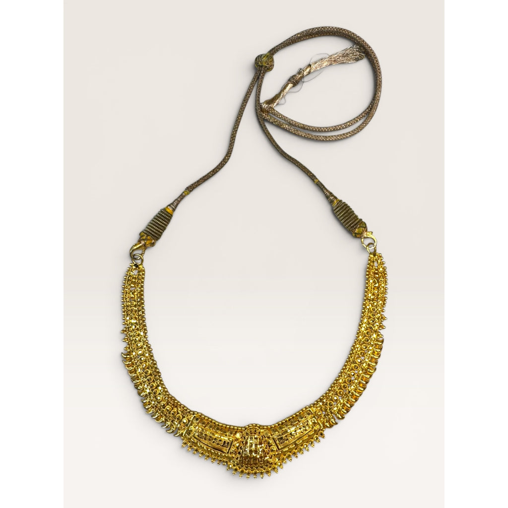 22K Gold Indian Choker Necklace KDM Adjustable Dori 21.73g Traditional Bridal