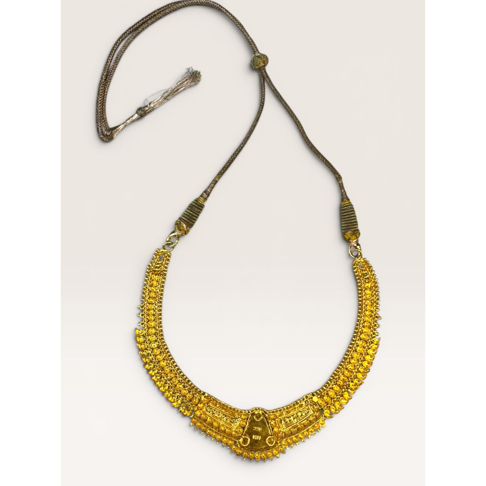 22K Gold Indian Choker Necklace KDM Adjustable Dori 21.73g Traditional Bridal