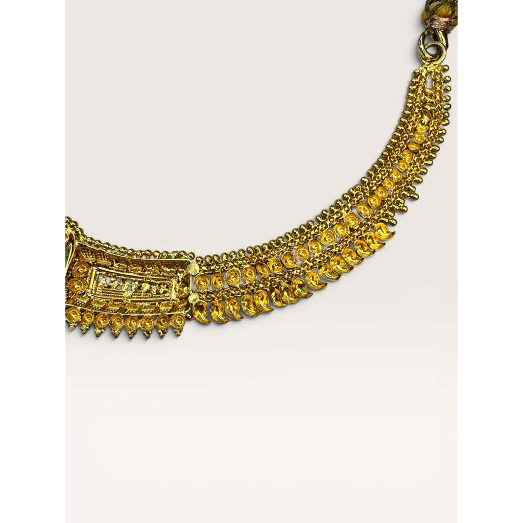 22K Gold Indian Choker Necklace KDM Adjustable Dori 21.73g Traditional Bridal