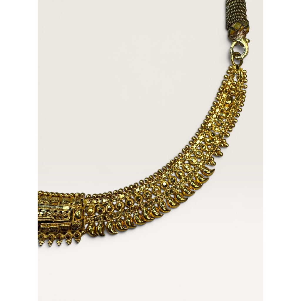 22K Gold Indian Choker Necklace KDM Adjustable Dori 21.73g Traditional Bridal