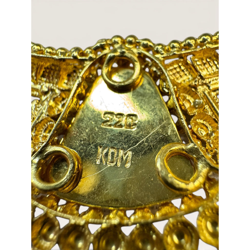 22K Gold Indian Choker Necklace KDM Adjustable Dori 21.73g Traditional Bridal