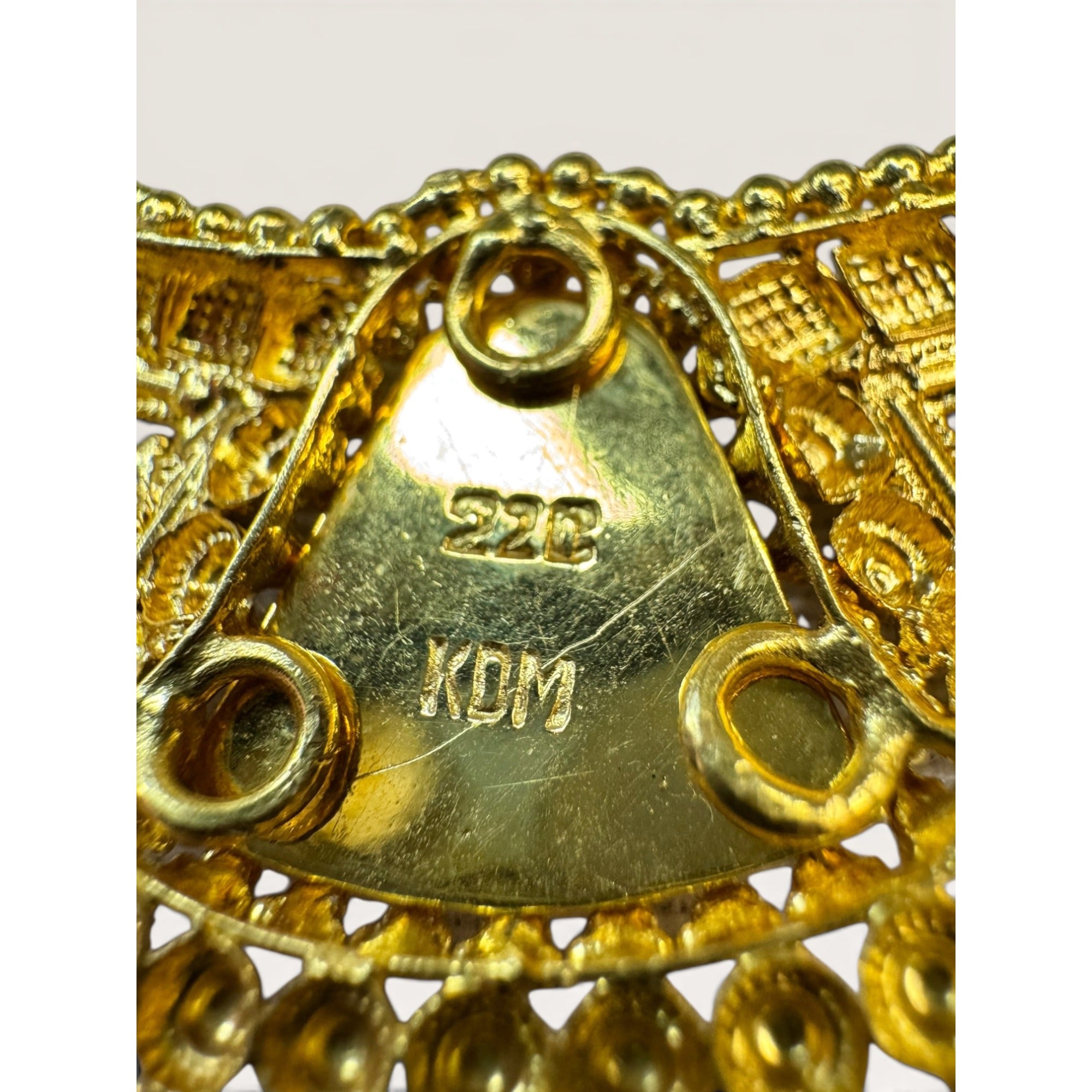 22K Gold Indian Choker Necklace KDM Adjustable Dori 21.73g Traditional Bridal