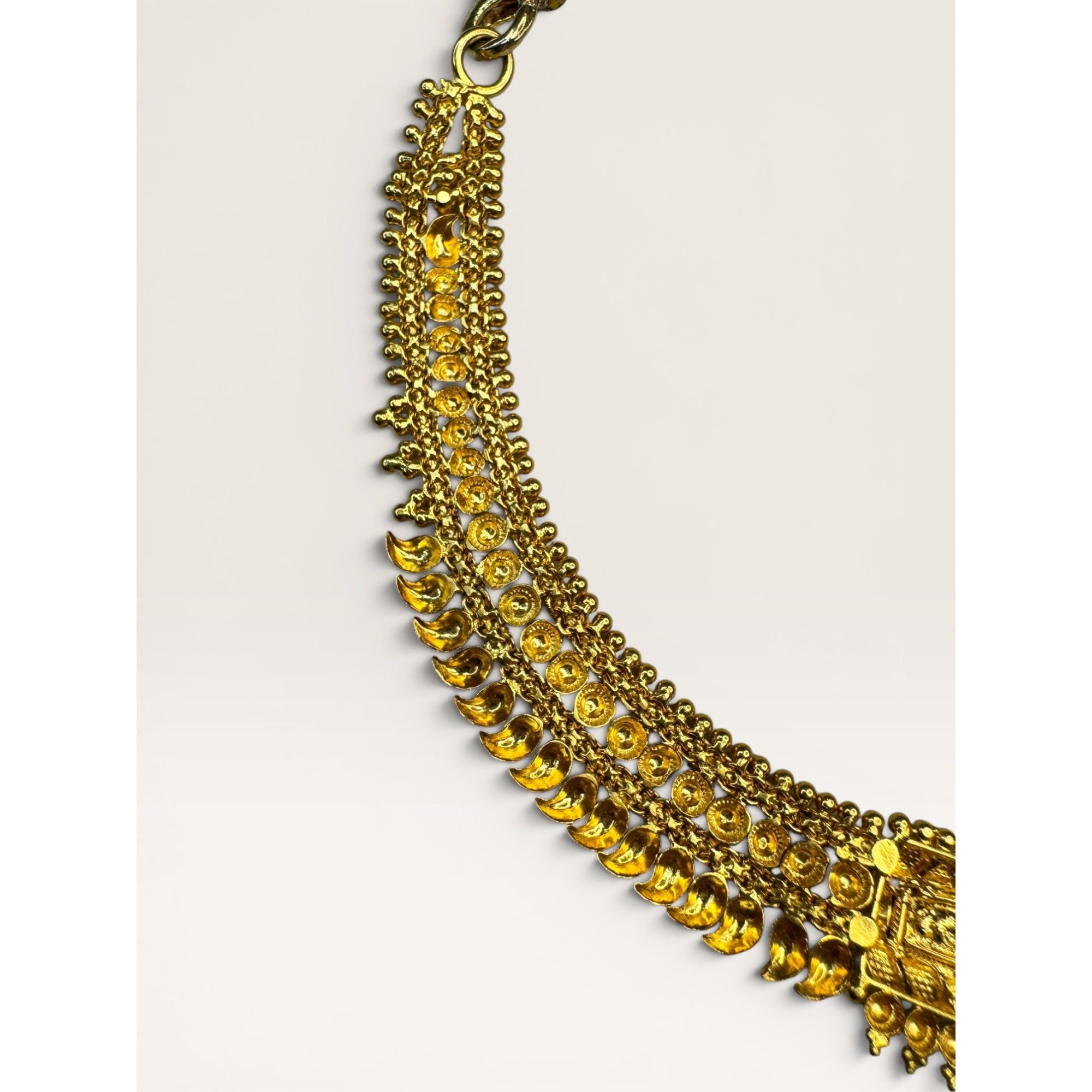 22K Gold Indian Choker Necklace KDM Adjustable Dori 21.73g Traditional Bridal