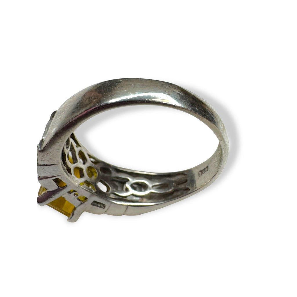 STS Sterling Silver Citrine White Tourmaline Ring Size 11.5