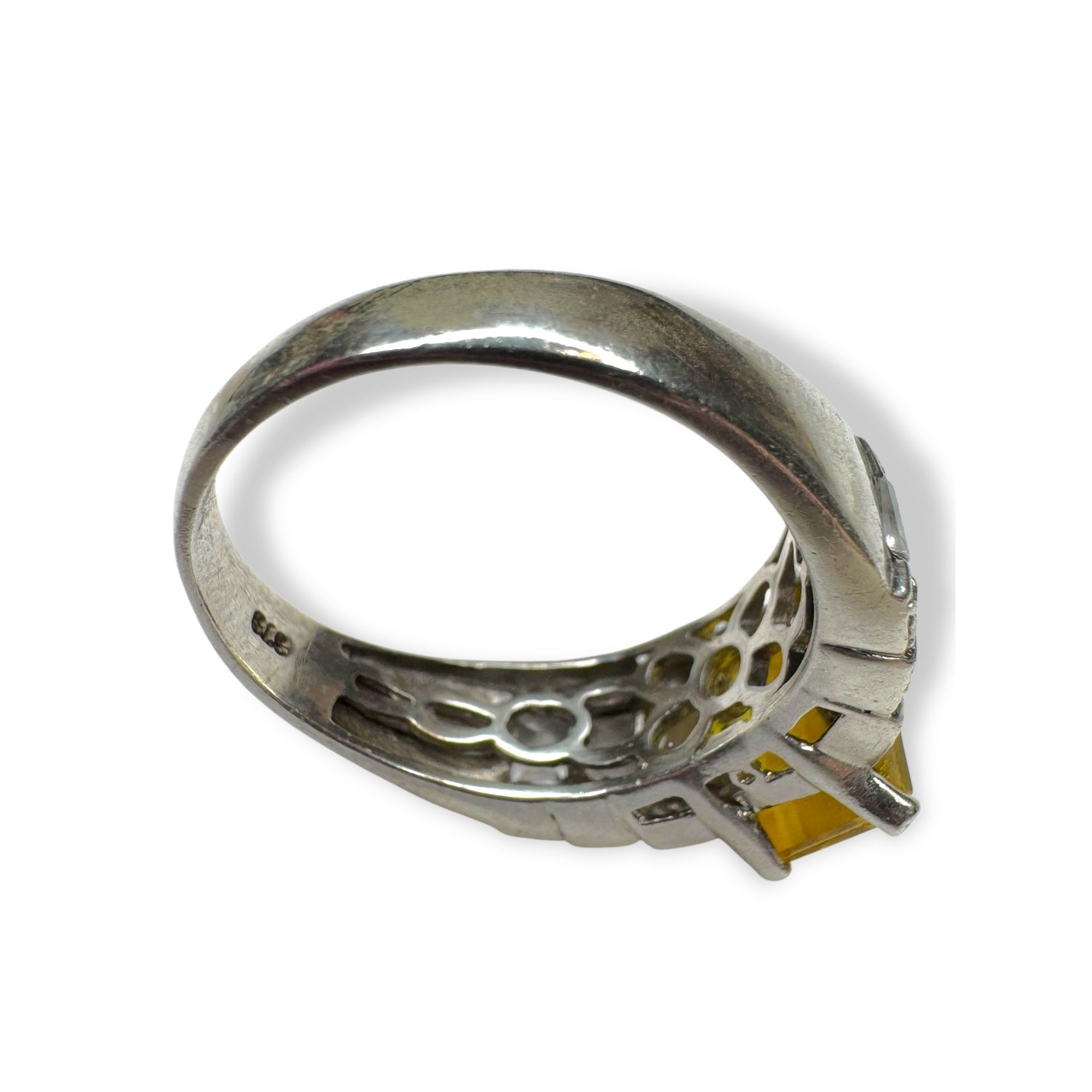 STS Sterling Silver Citrine White Tourmaline Ring Size 11.5