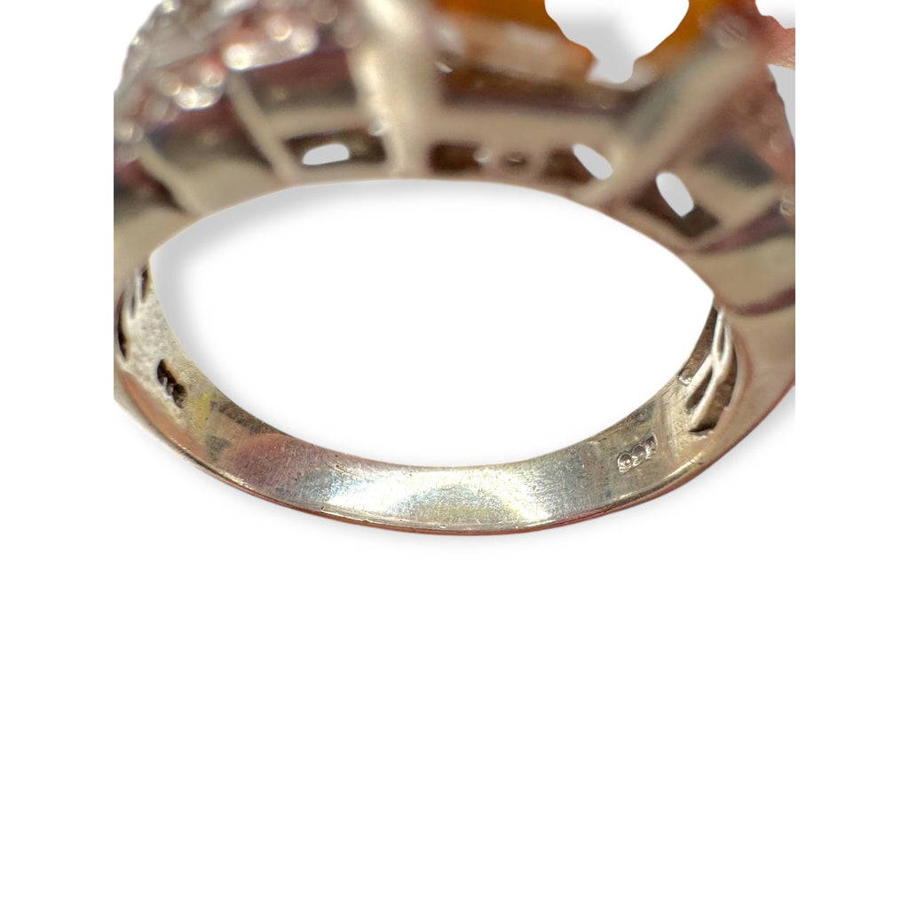 STS Sterling Silver Citrine White Tourmaline Ring Size 11.5
