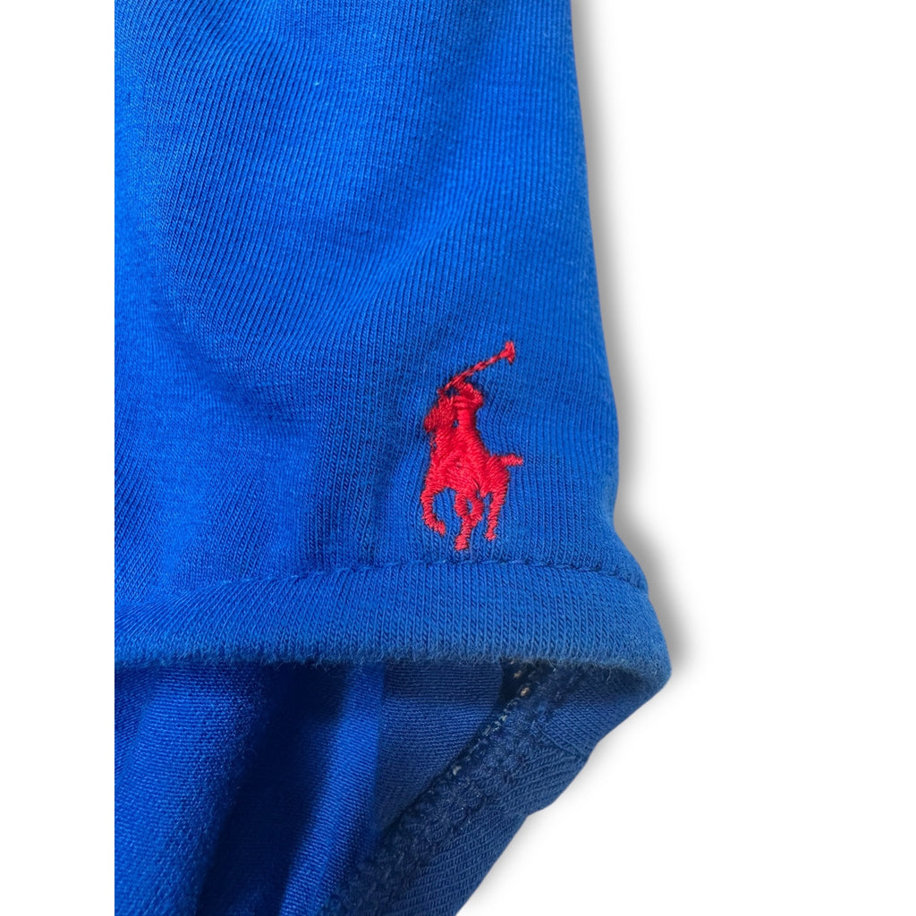 Ralph Lauren Womens Racerback Swimsuit Size 12 Blue Cotton Lycra Vintage 1980s