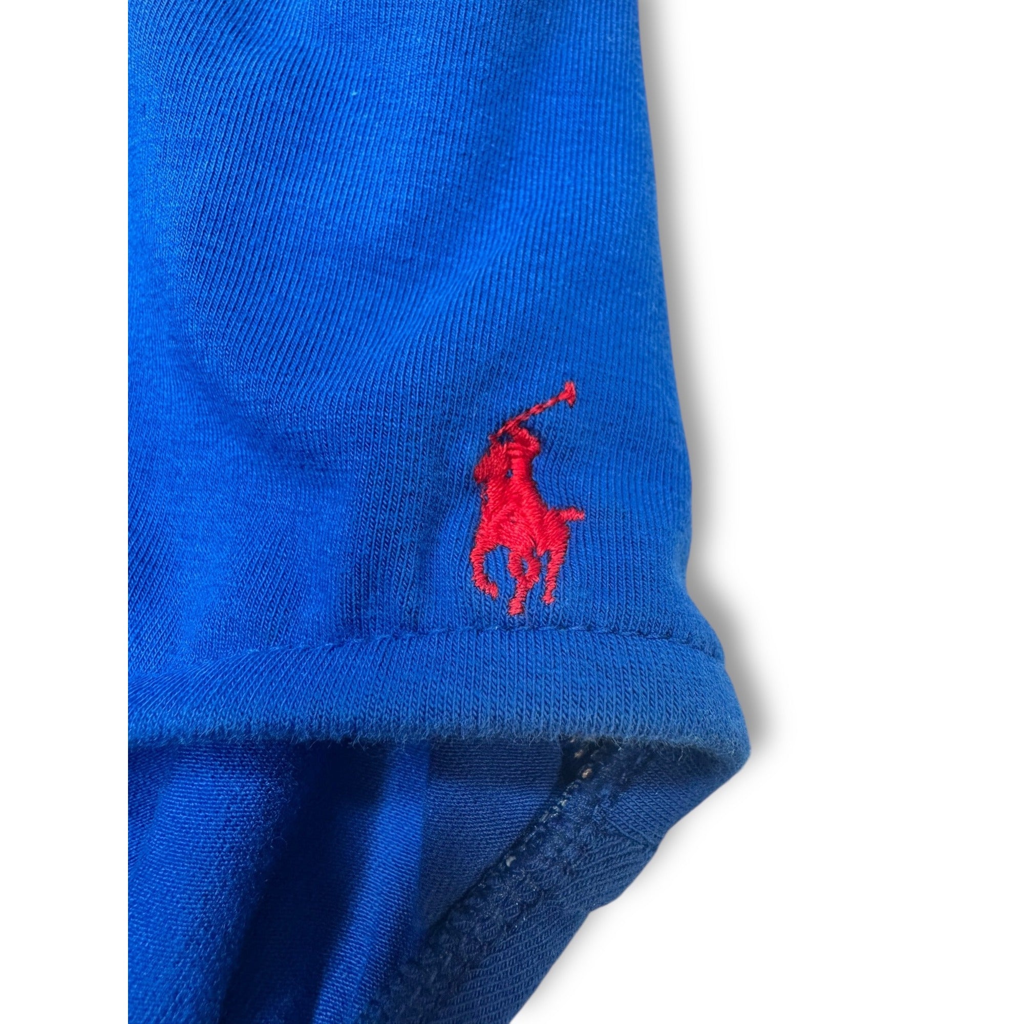 Ralph Lauren Womens Racerback Swimsuit Size 12 Blue Cotton Lycra Vintage 1980s