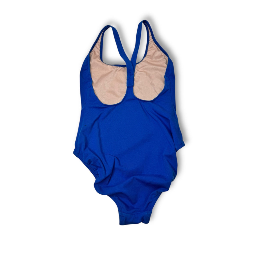 Ralph Lauren Womens Racerback Swimsuit Size 12 Blue Cotton Lycra Vintage 1980s