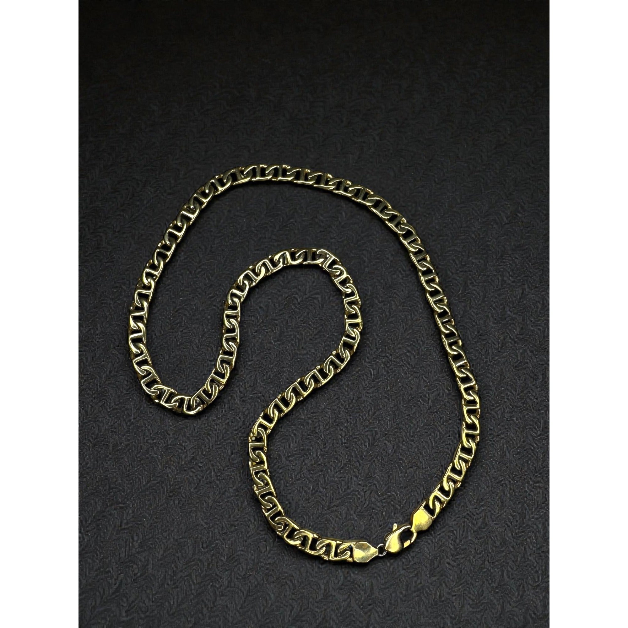 Gold Tone Stainless Steel Mariner Link Chain Necklace 29.5" 9mm