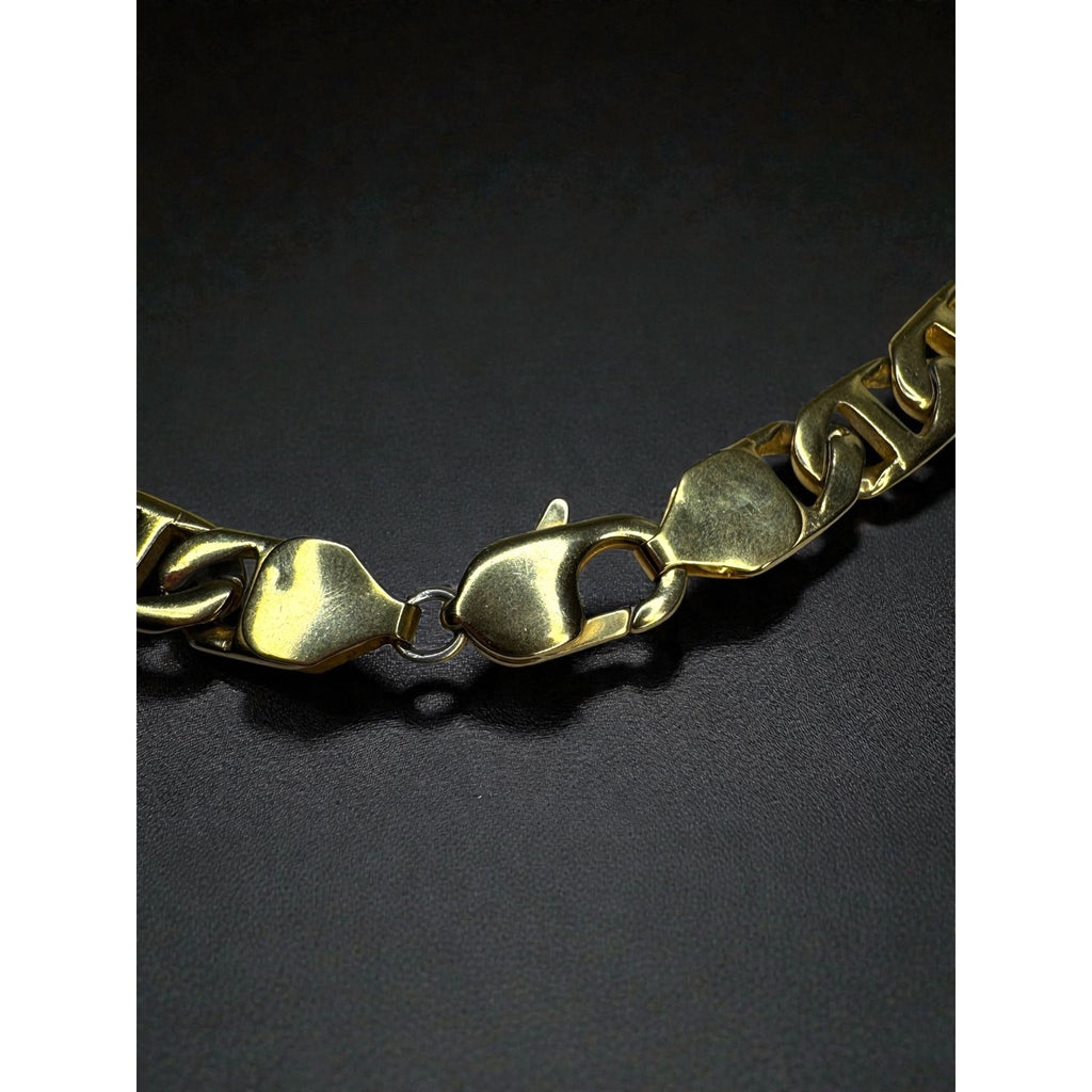 Gold Tone Stainless Steel Mariner Link Chain Necklace 29.5" 9mm