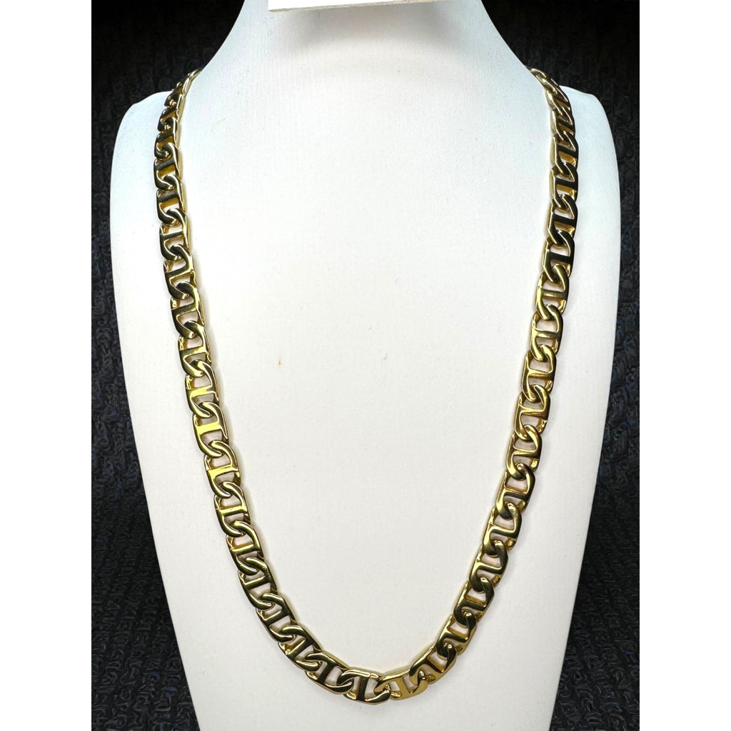 Gold Tone Stainless Steel Mariner Link Chain Necklace 29.5" 9mm