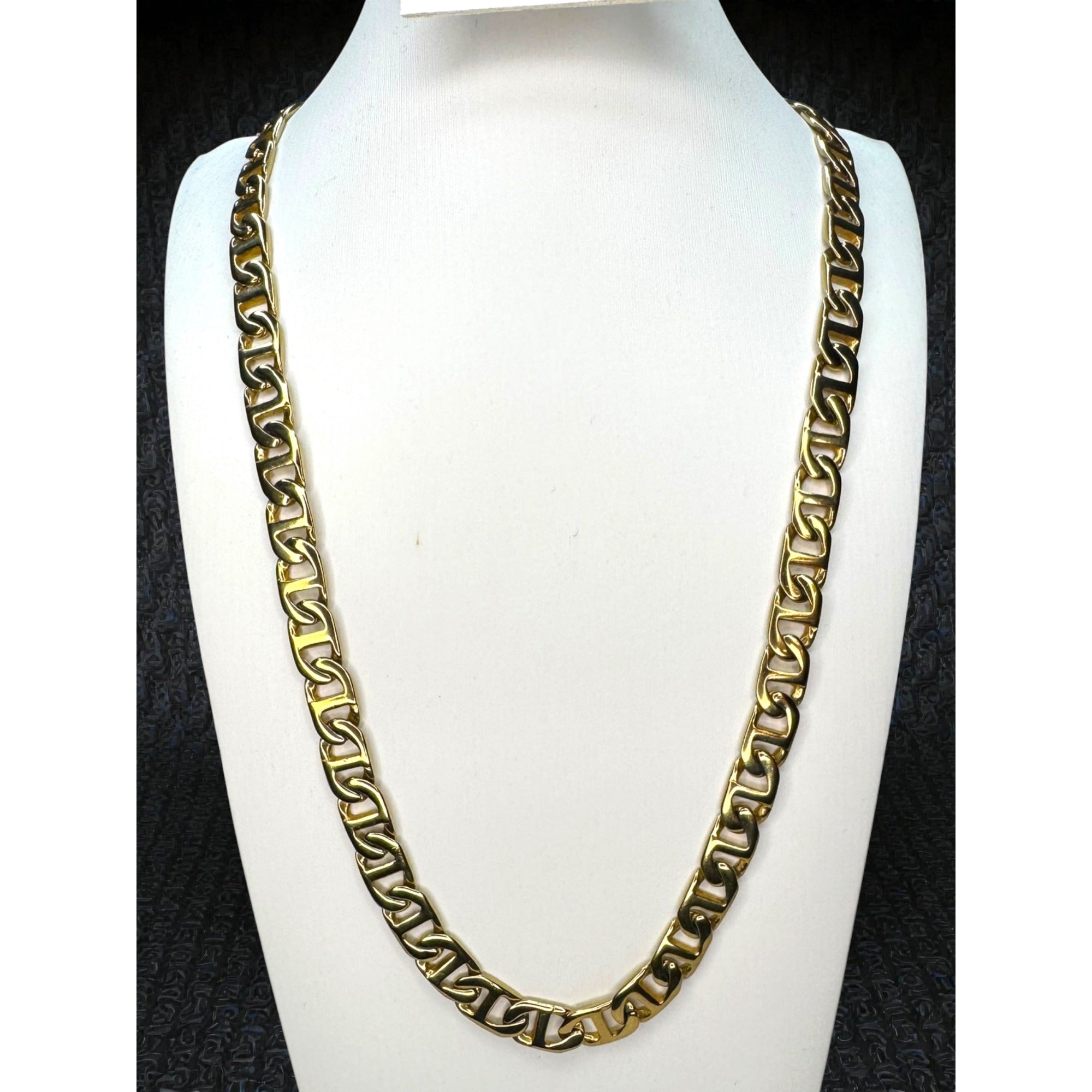Gold Tone Stainless Steel Mariner Link Chain Necklace 29.5" 9mm