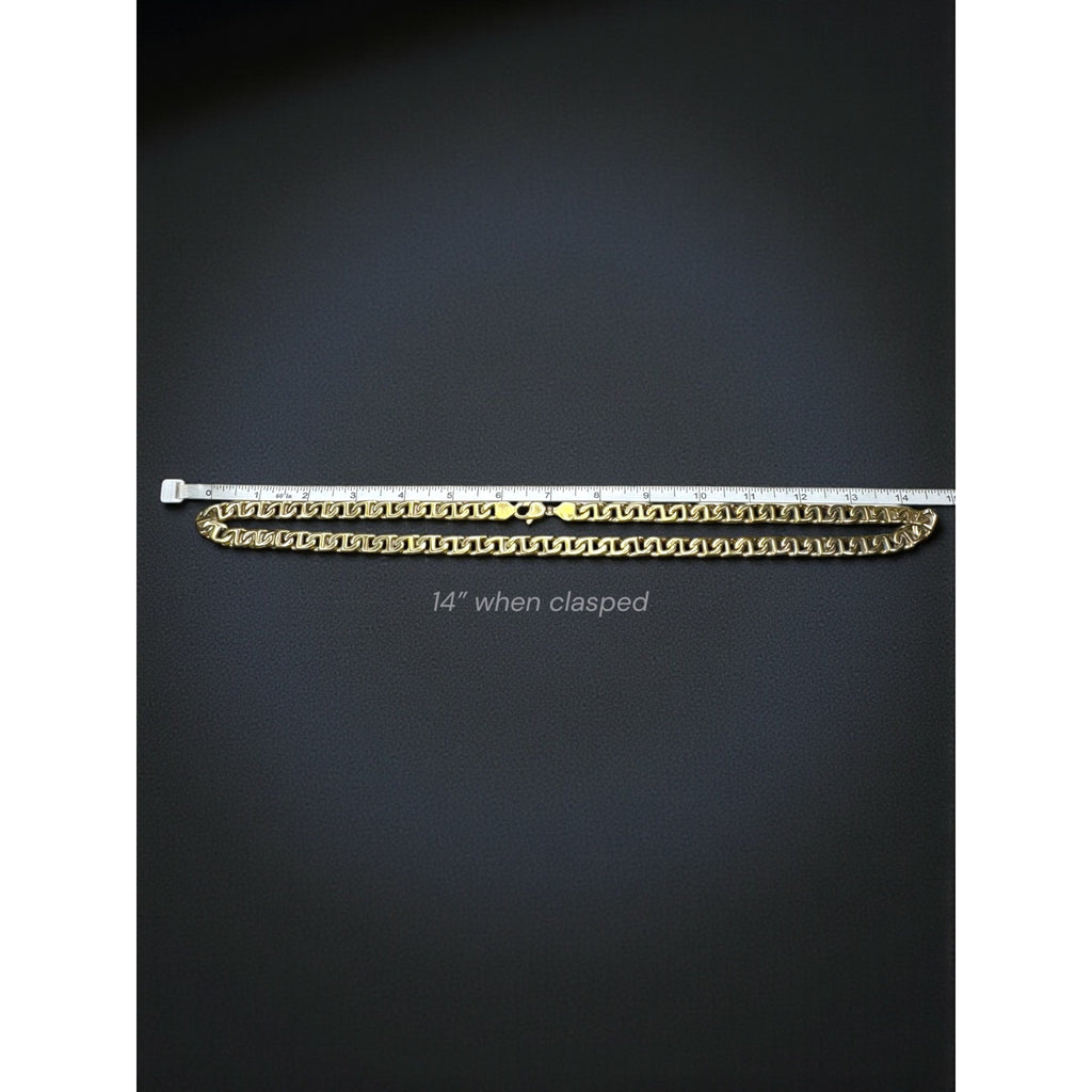 Gold Tone Stainless Steel Mariner Link Chain Necklace 29.5" 9mm