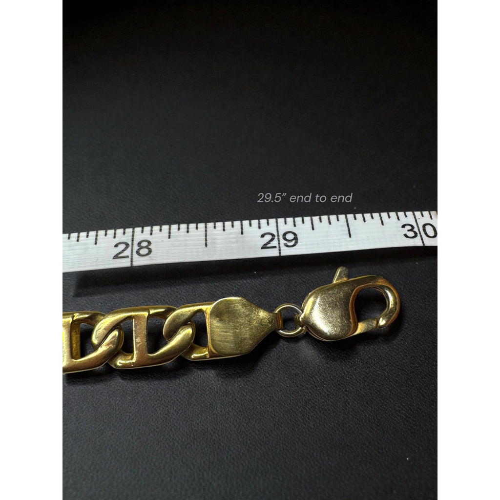 Gold Tone Stainless Steel Mariner Link Chain Necklace 29.5" 9mm