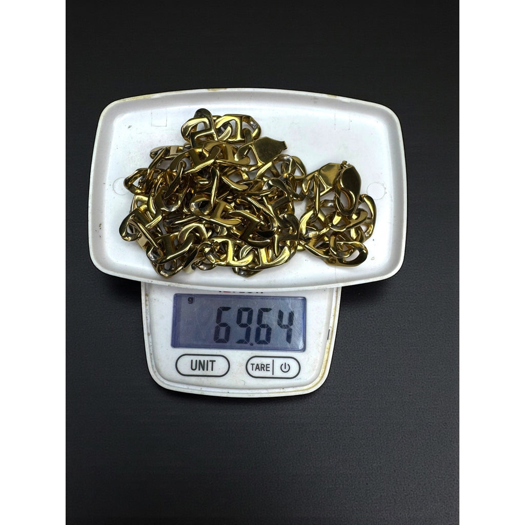 Gold Tone Stainless Steel Mariner Link Chain Necklace 29.5" 9mm