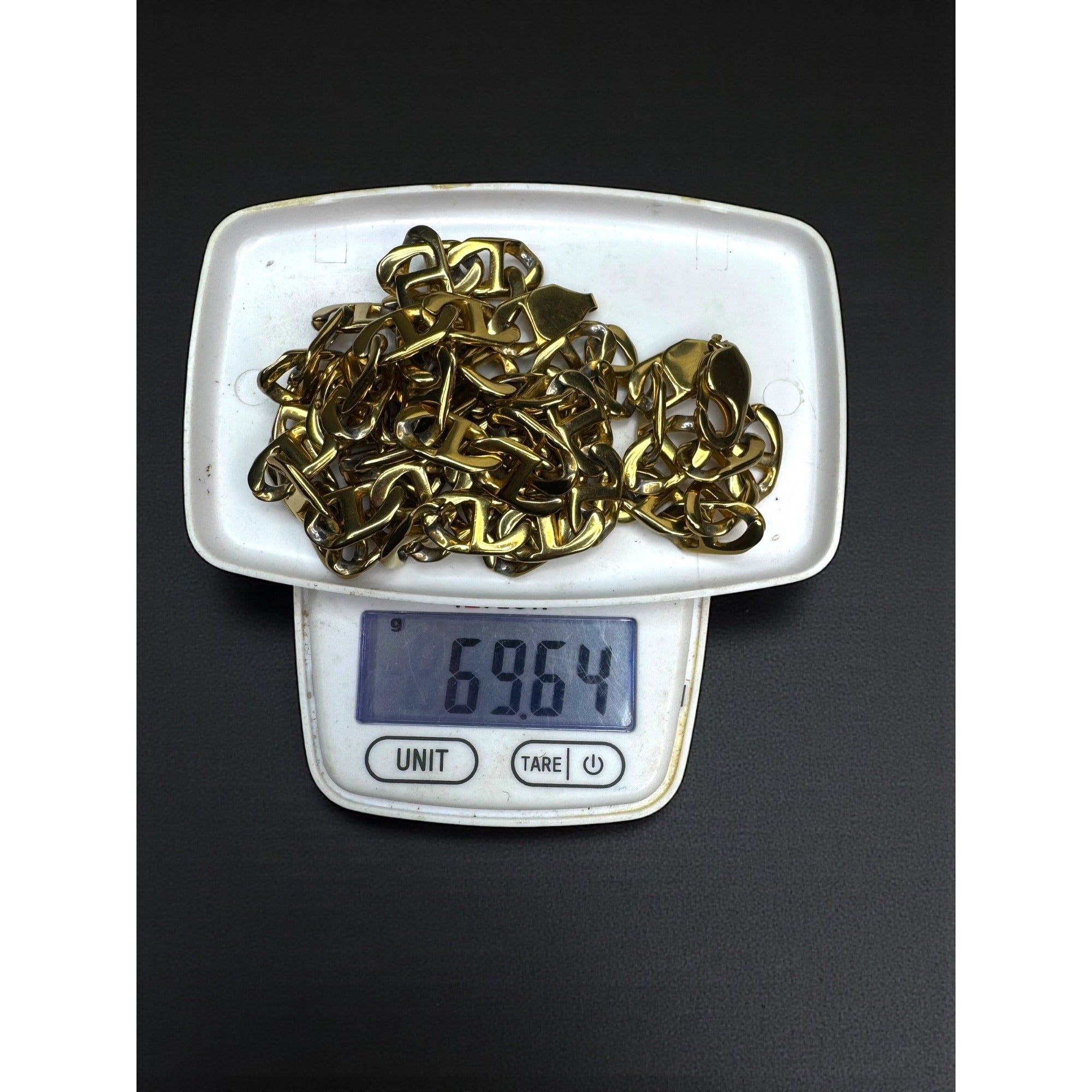 Gold Tone Stainless Steel Mariner Link Chain Necklace 29.5" 9mm