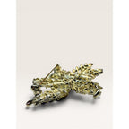 1950s Green Blue Crystal Gold Tone Abstract Foliage Brooch Vintage