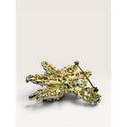 1950s Green Blue Crystal Gold Tone Abstract Foliage Brooch Vintage