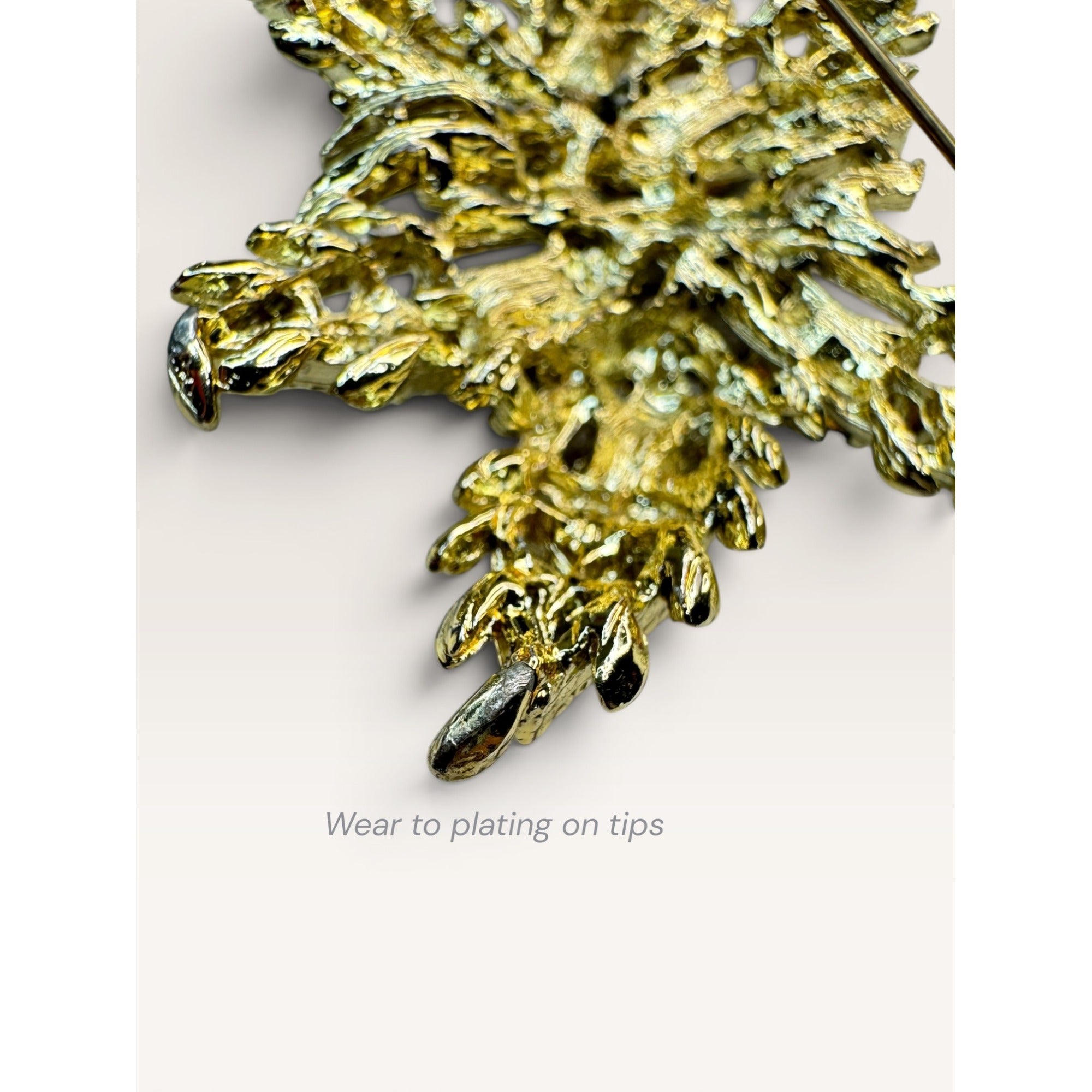 1950s Green Blue Crystal Gold Tone Abstract Foliage Brooch Vintage