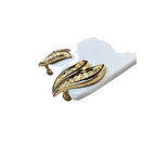 Monet Gold Tone Leaf Clip Earrings Textured Vintage Mid Century