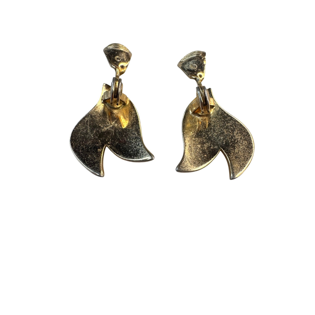 Monet Gold Tone Leaf Clip Earrings Textured Vintage Mid Century