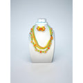 Selro Selini Fluorescent Lucite Bead Necklace Earrings Set 1960s Vintage Glow