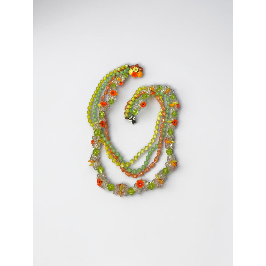 Selro Selini Fluorescent Lucite Bead Necklace Earrings Set 1960s Vintage Glow