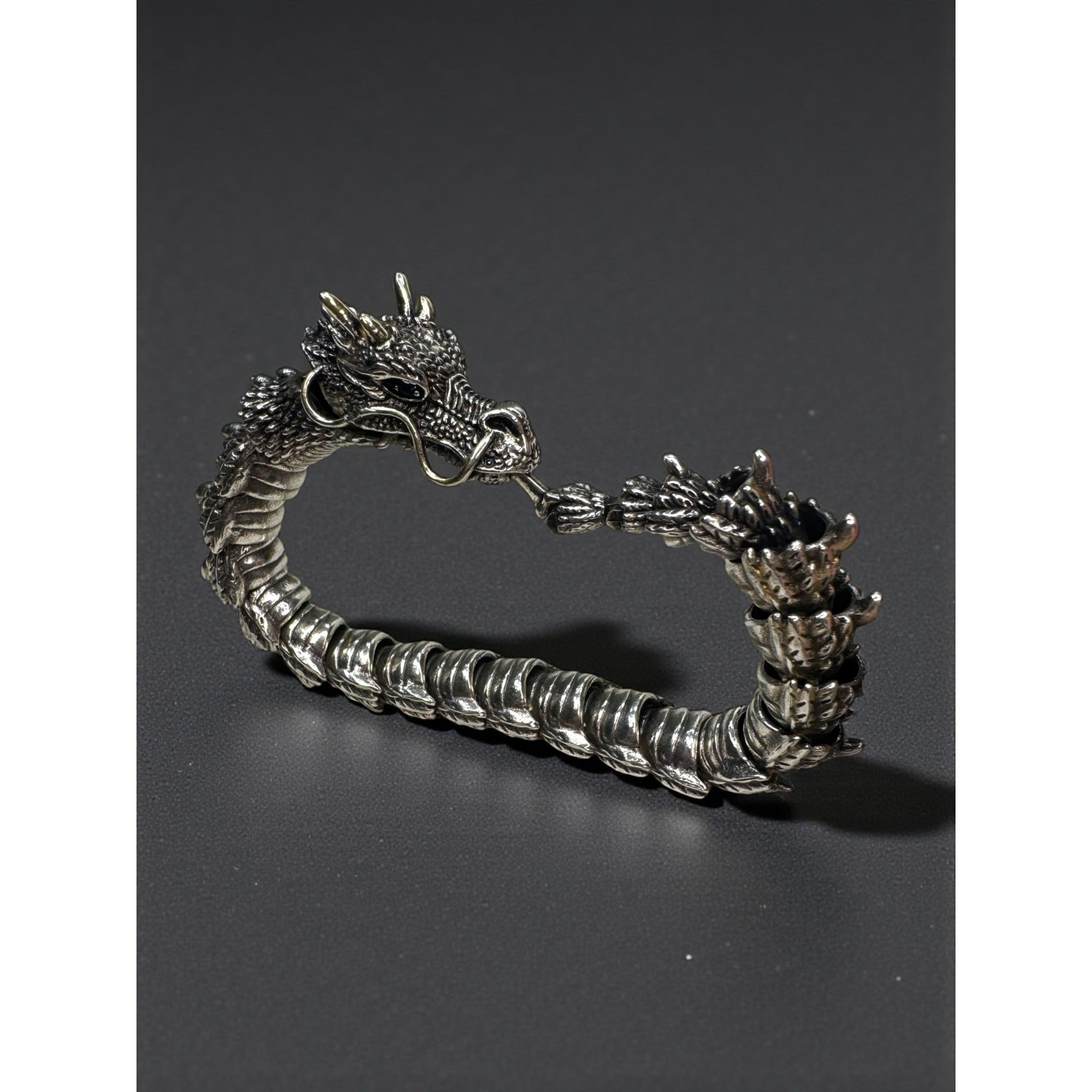 Dragon Stainless Steel Bracelet Blue Crystal Eyes Biker Link 2000s
