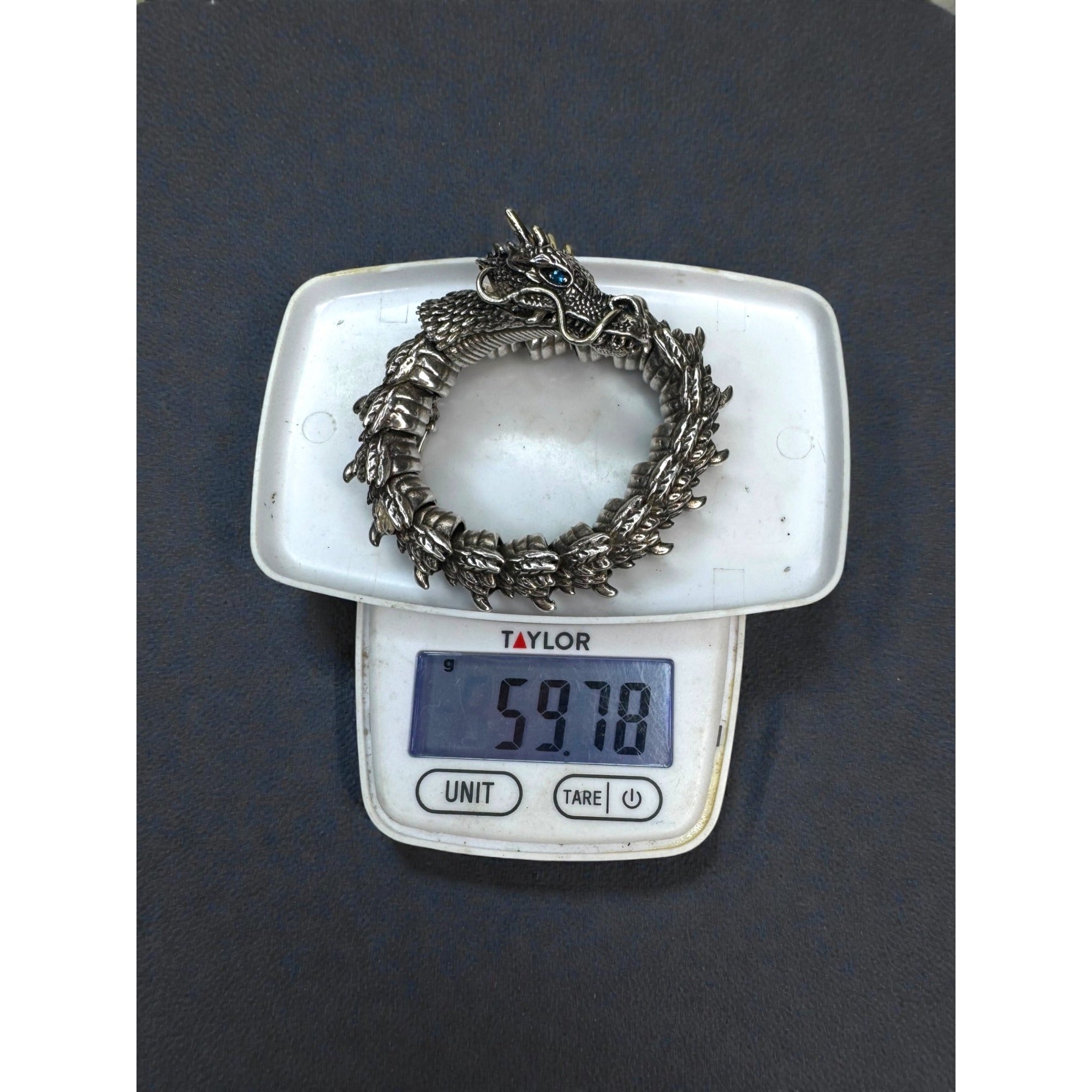 Dragon Stainless Steel Bracelet Blue Crystal Eyes Biker Link 2000s