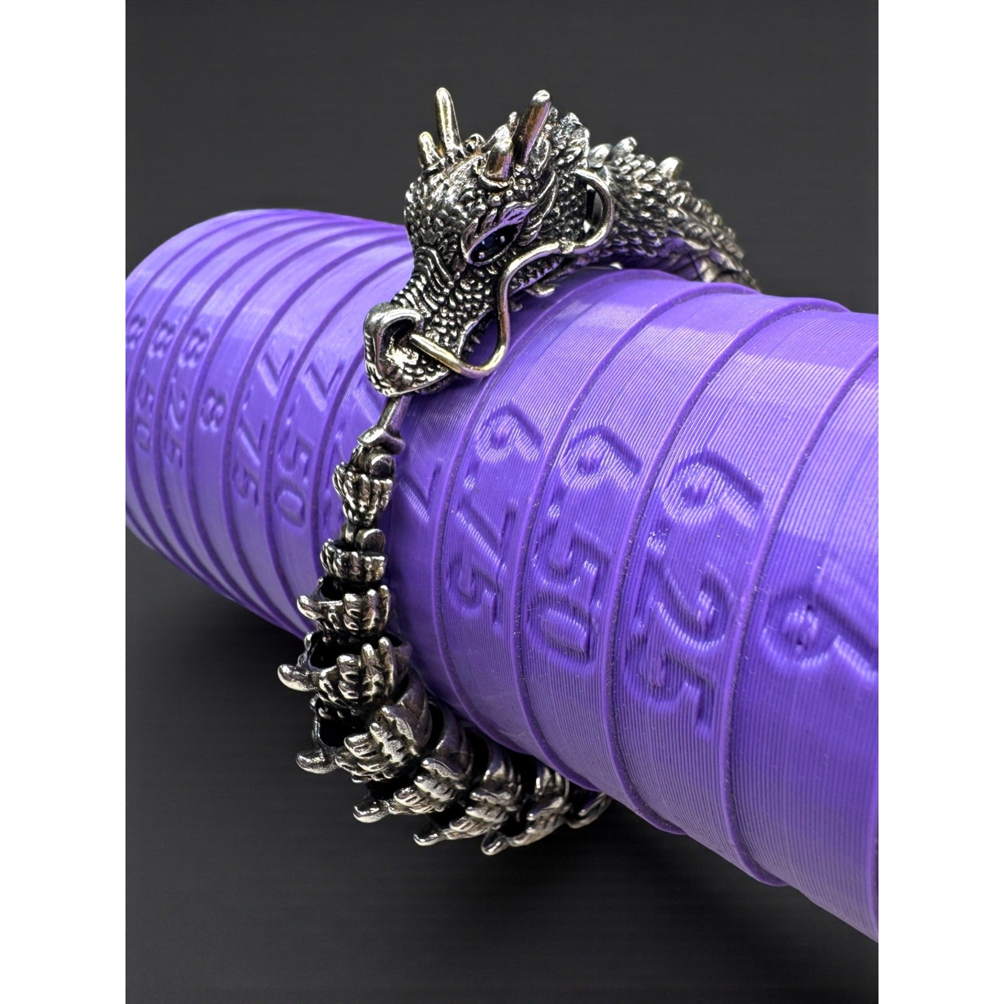 Dragon Stainless Steel Bracelet Blue Crystal Eyes Biker Link 2000s