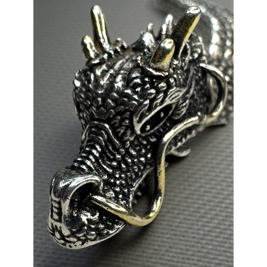 Dragon Stainless Steel Bracelet Blue Crystal Eyes Biker Link 2000s